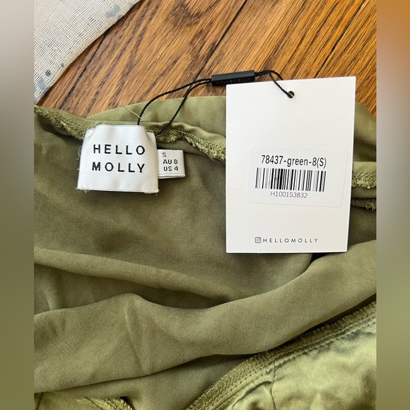 Hello Molly Green Slip Midi Skirt with Slit - Picture 8 of 8